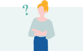 考えている女性、はてなマーク イラスト